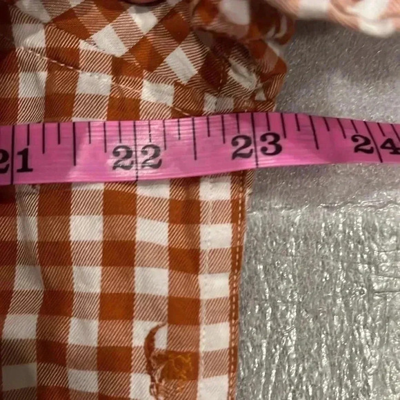 [L]Robert Graham Elastic Fit Orange Square  Floral S/S Button Down Shirt - Picture 6 of 9